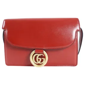 Gucci Medium Torchon GG Ring Red Leather Shoulder Bag