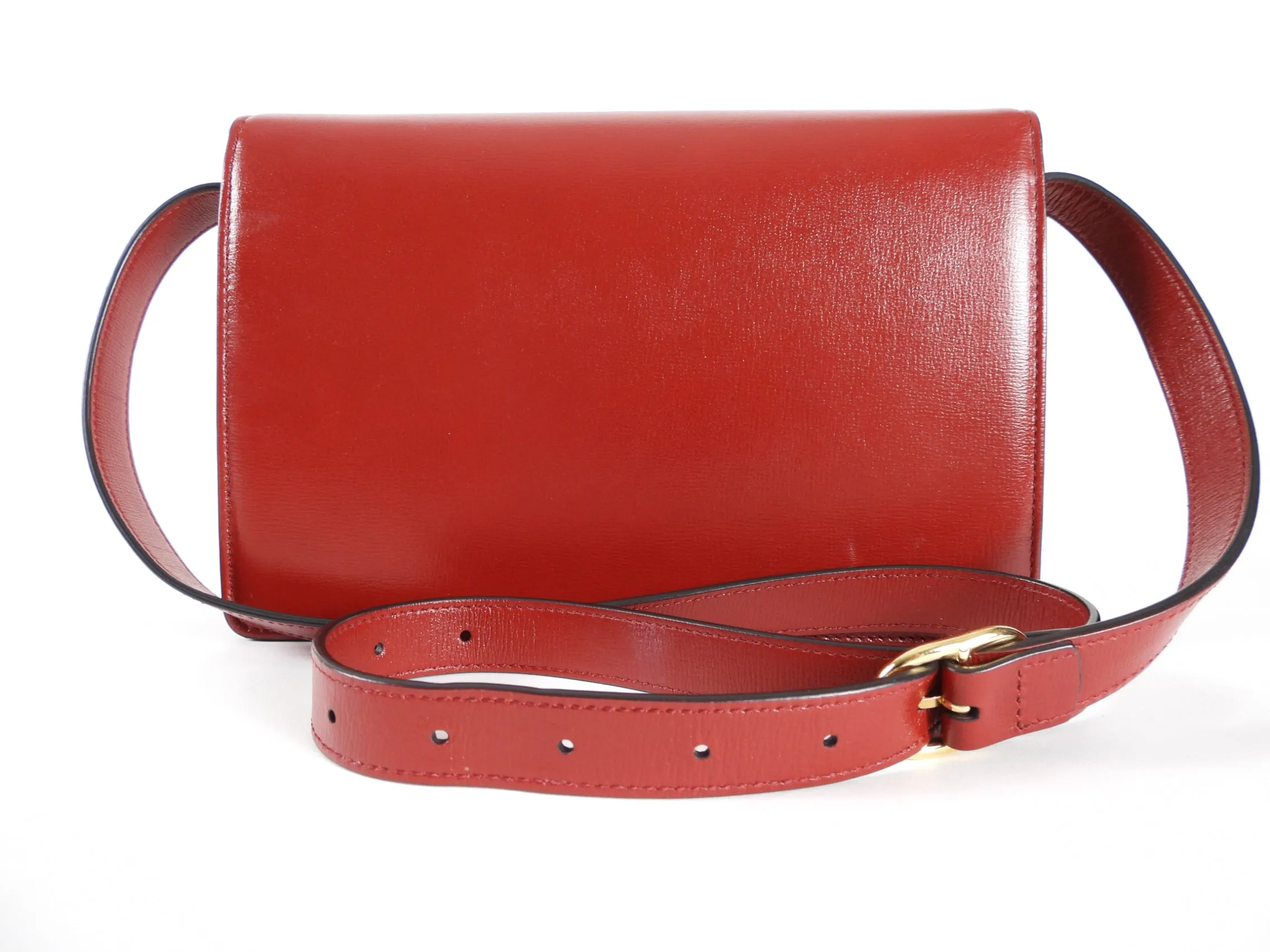 Gucci Medium Torchon GG Ring Red Leather Shoulder Bag