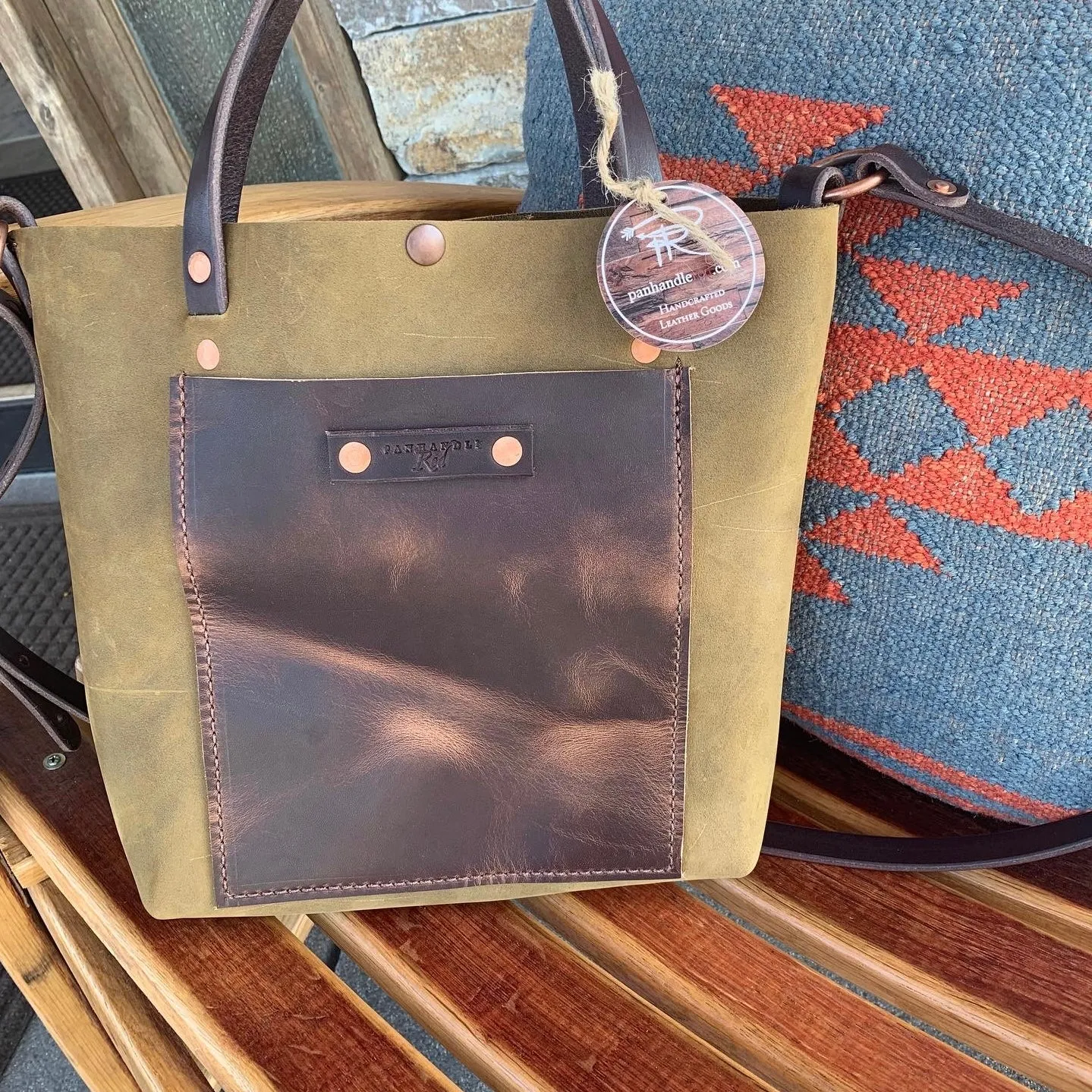 Handcrafted Olive Green Camp Crossbody Purse Tote