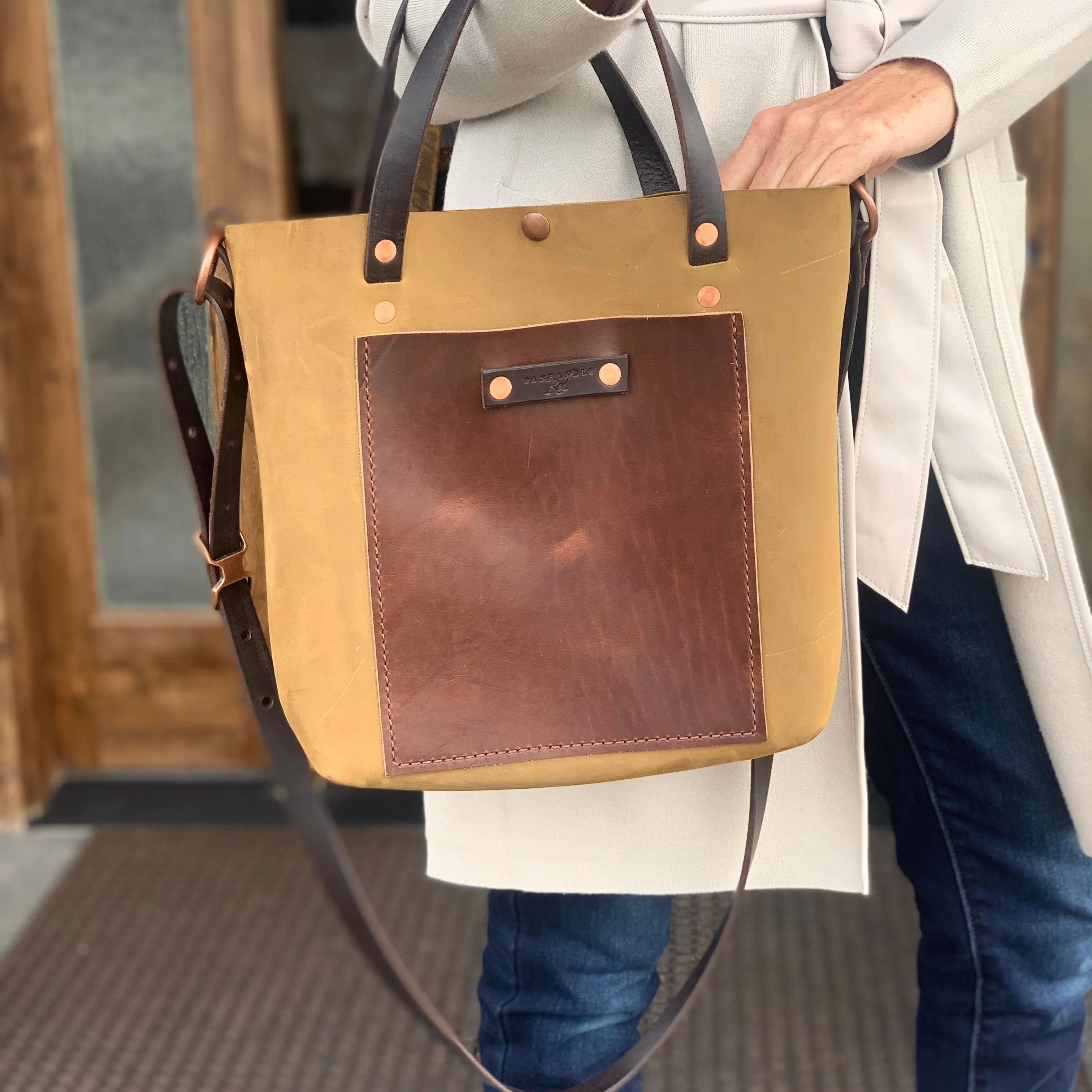 Handcrafted Olive Green Camp Crossbody Purse Tote