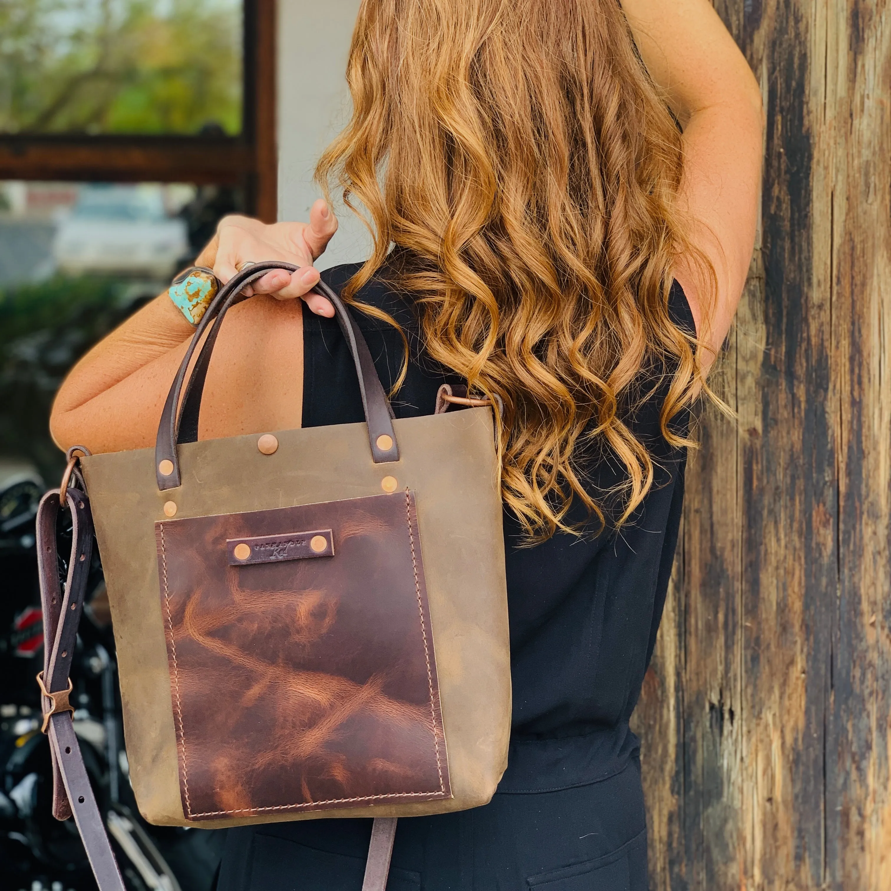 Handcrafted Olive Green Camp Crossbody Purse Tote