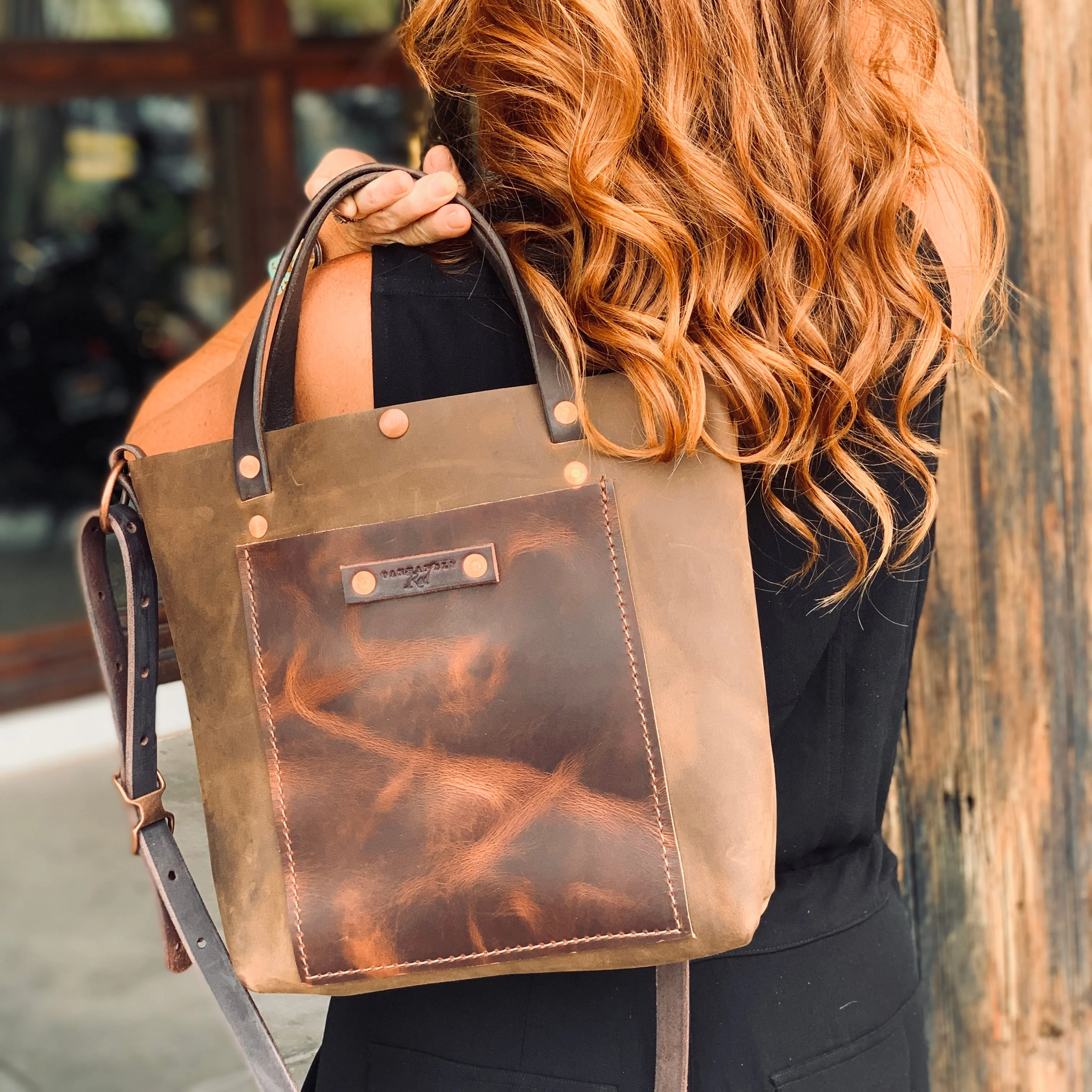 Handcrafted Olive Green Camp Crossbody Purse Tote