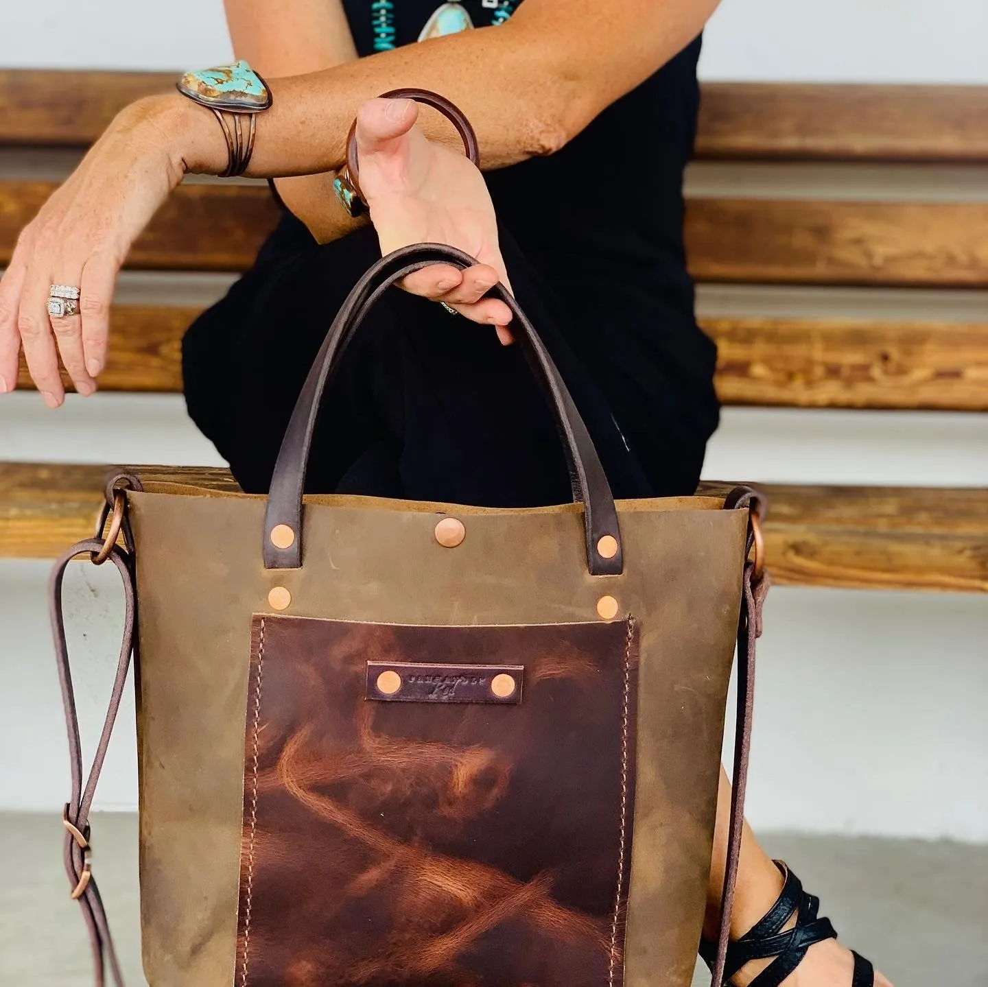 Handcrafted Olive Green Camp Crossbody Purse Tote