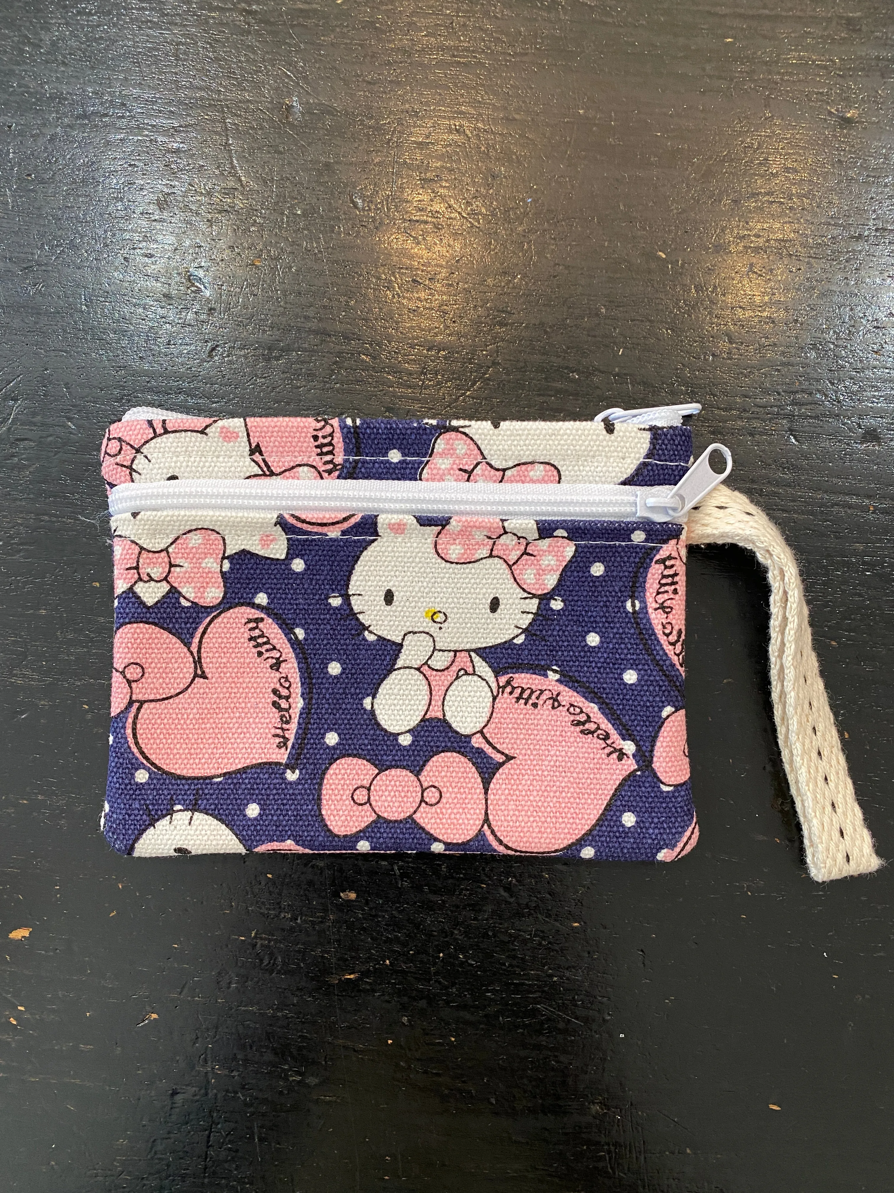 Handmade Cute Print Double Pocket Coin Purse With Wrist Band