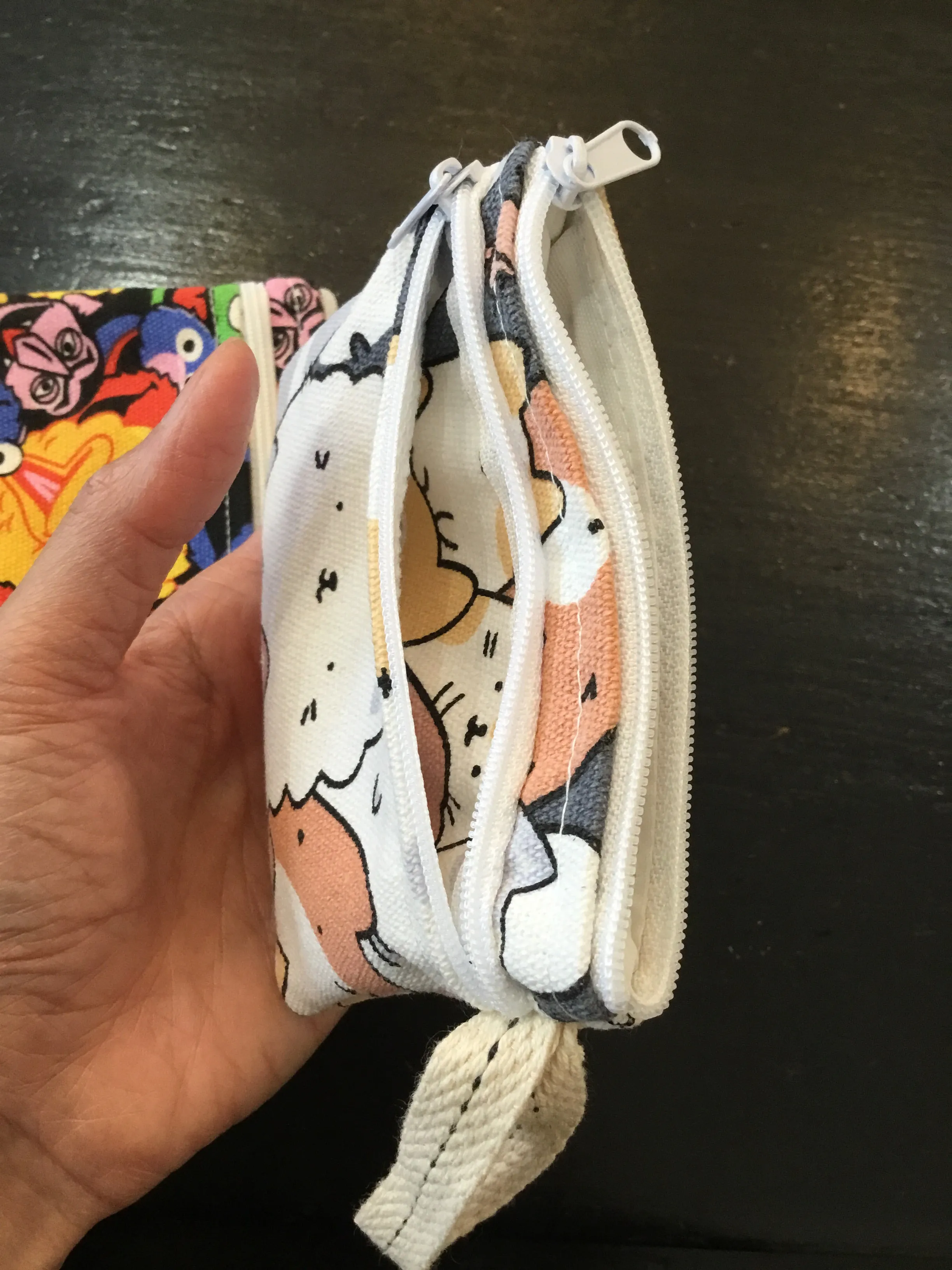 Handmade Cute Print Double Pocket Coin Purse With Wrist Band