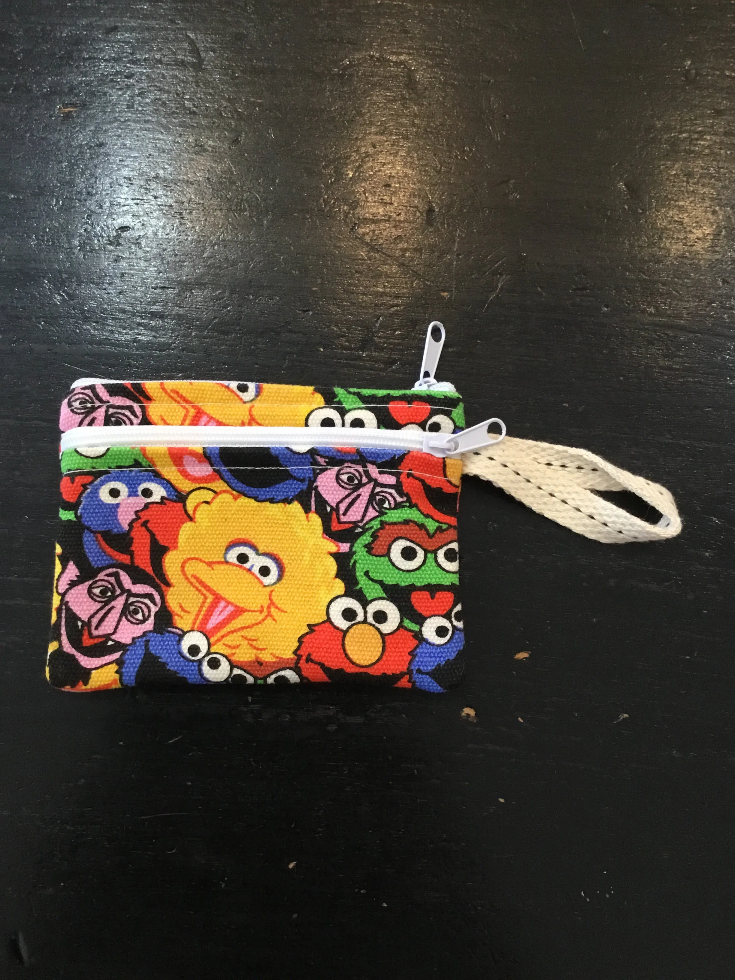 Handmade Cute Print Double Pocket Coin Purse With Wrist Band