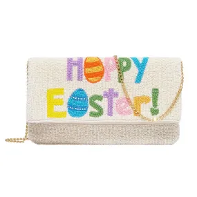 HAPPY EASTER Message Seed Beaded Clutch Crossbody Bag