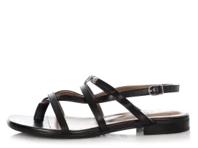 Hermès Black Leather Aphrodite Sandals