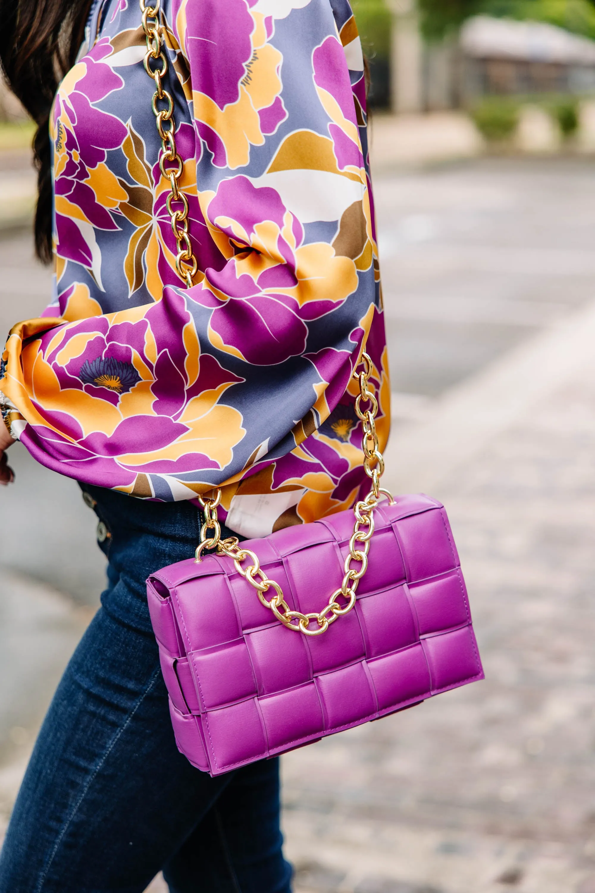 Just Think It Over Purple Lattice Purse