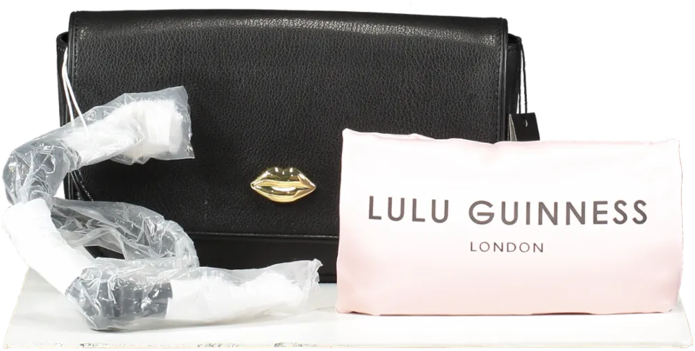 lulu guinness Black Leather Cara Shoulder Bag