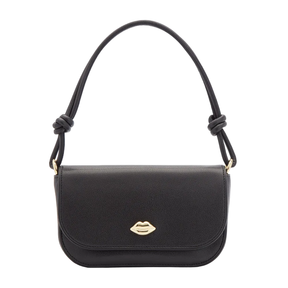 lulu guinness Black Leather Cara Shoulder Bag