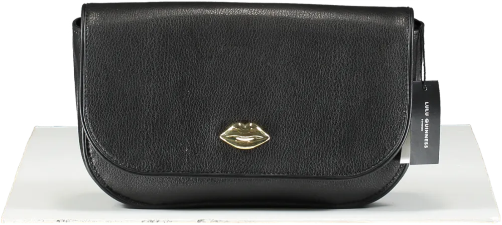 lulu guinness Black Leather Cara Shoulder Bag