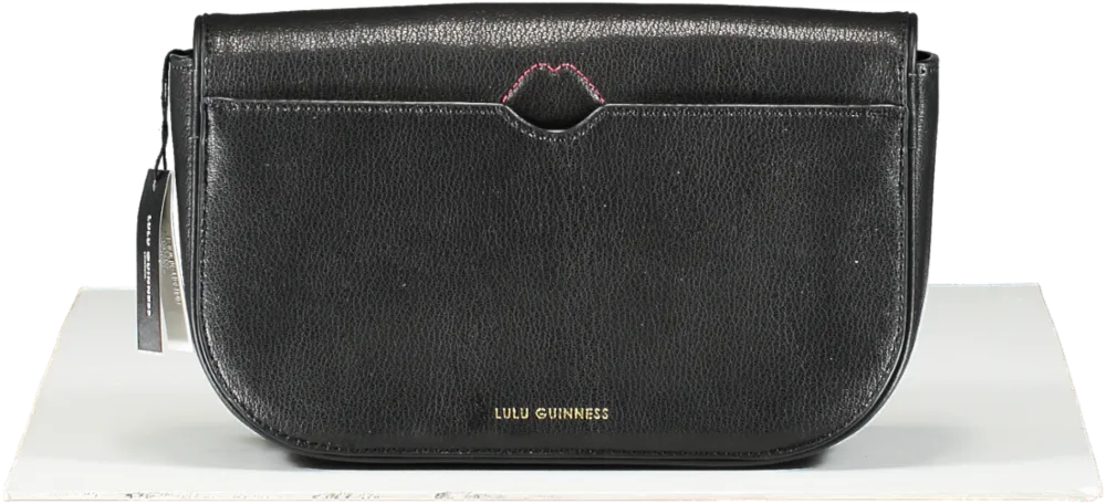 lulu guinness Black Leather Cara Shoulder Bag