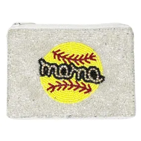 Mama Softball Seed Beaded Coin Purse