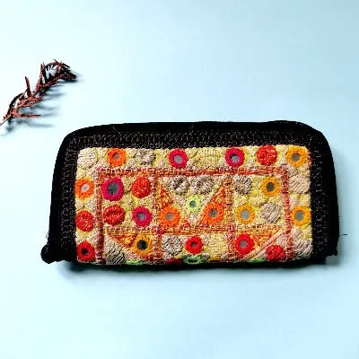 Mirror Hand Embroidered Lemon Green Clutch