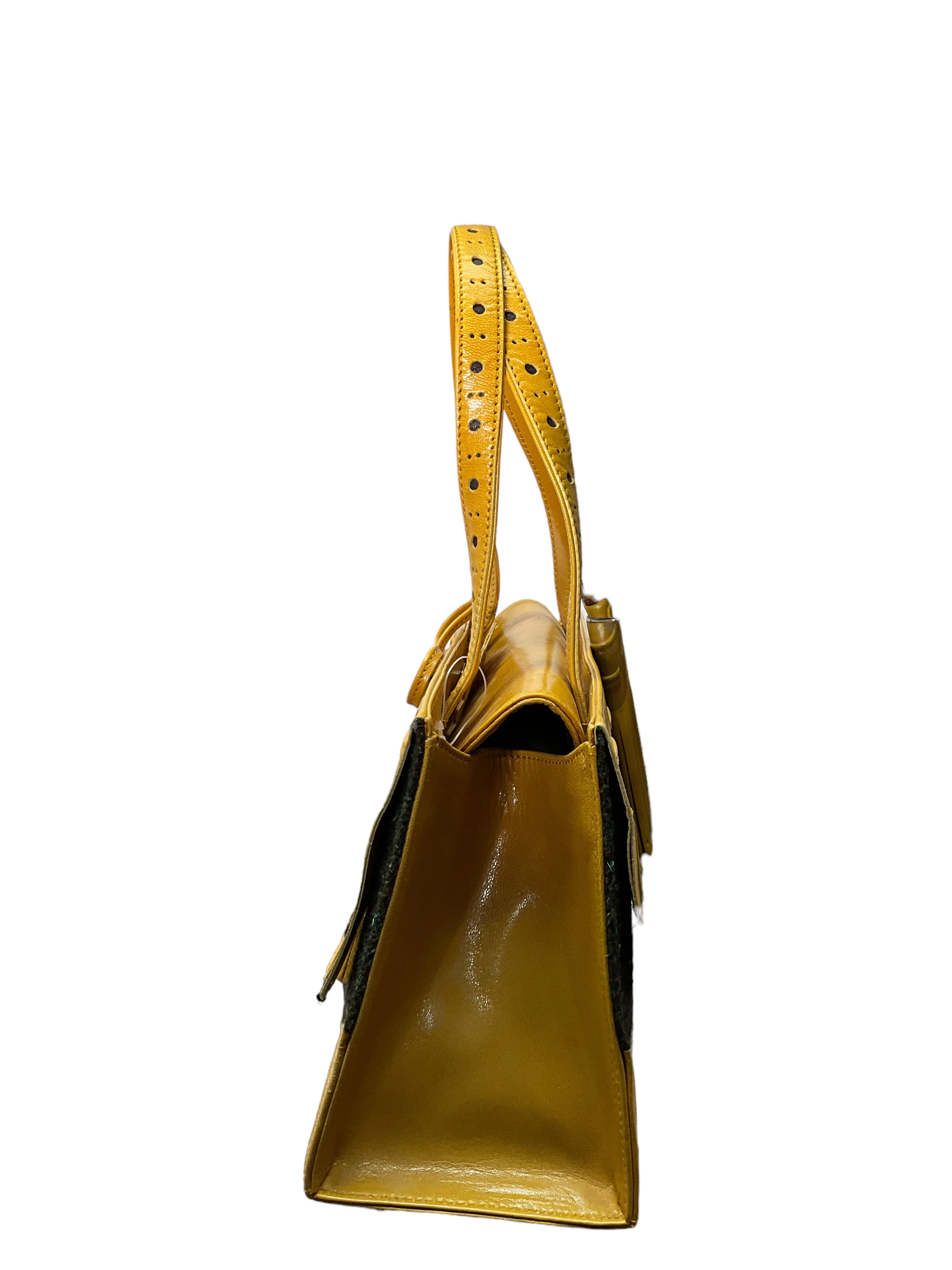 Moschino Yellow Fringe Leather Handbag