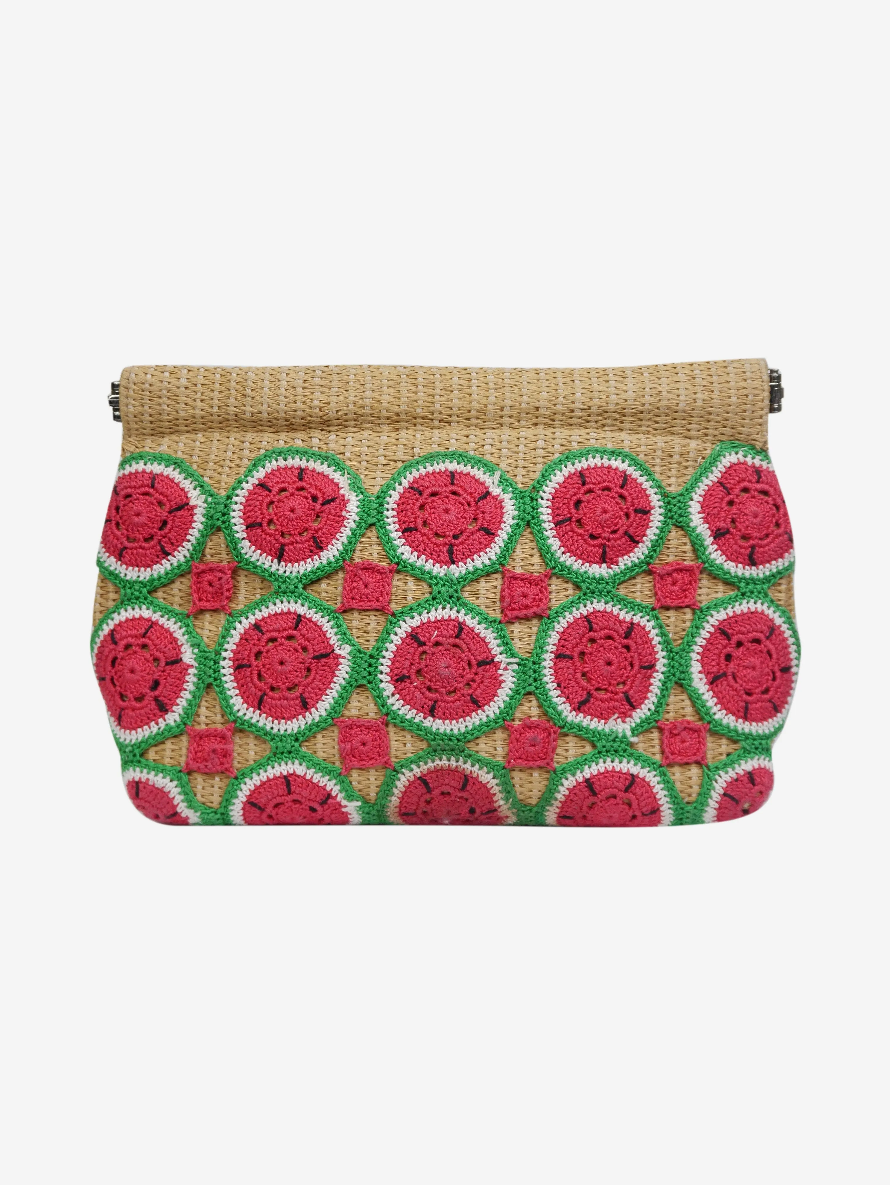 Multi crocheted watermelon clutch bag