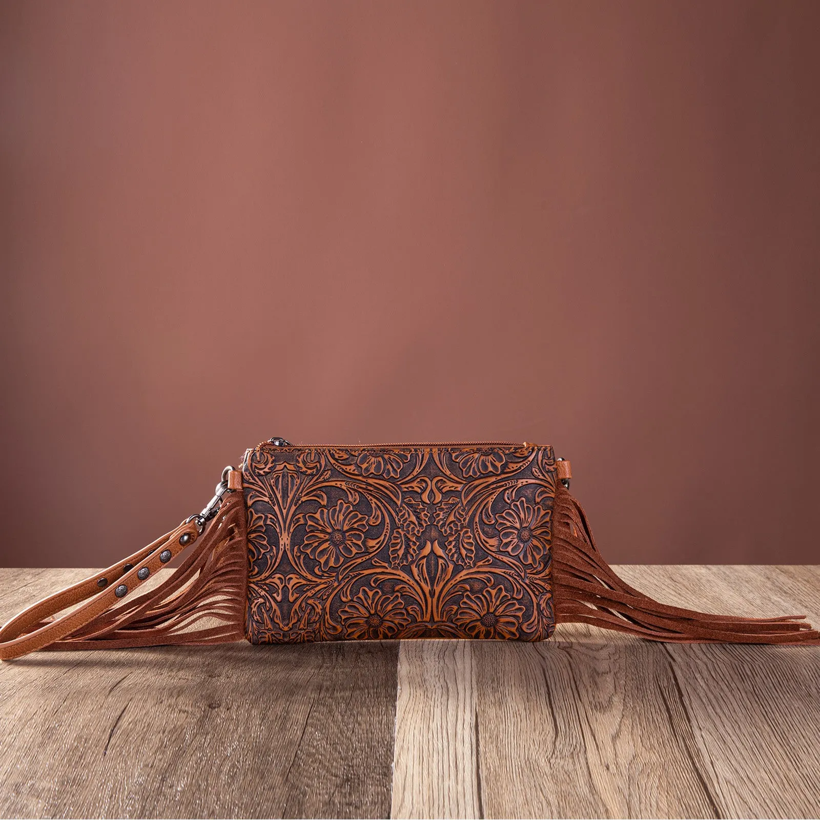 MW1217-181 Montana West Tooled Collection Clutch/Crossbody