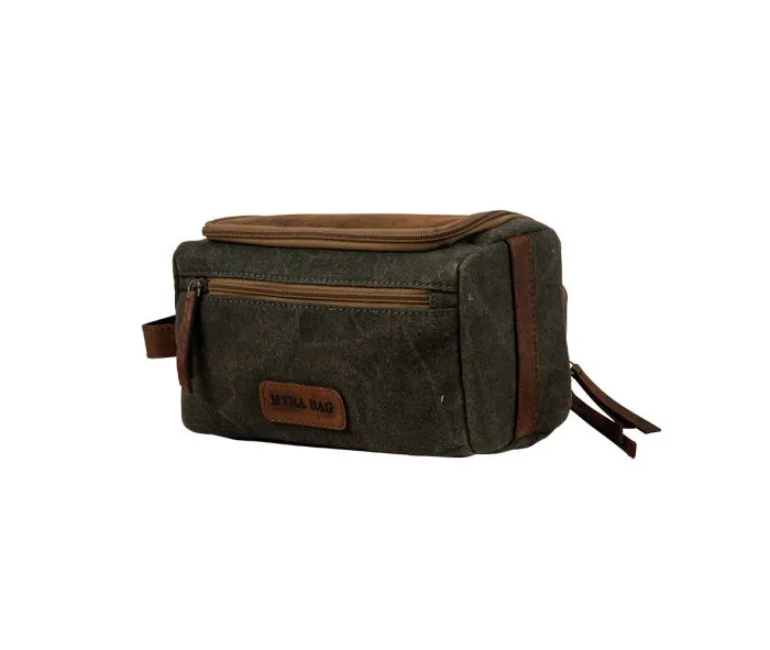 Myra Melville Mens Canvas and Leather Toiletry Bag