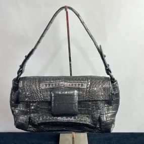 Nancy Gonzalez Gun Metal Crocodile Satchel Bag