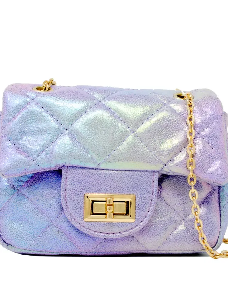 Purse - Quilted Purple Metallic