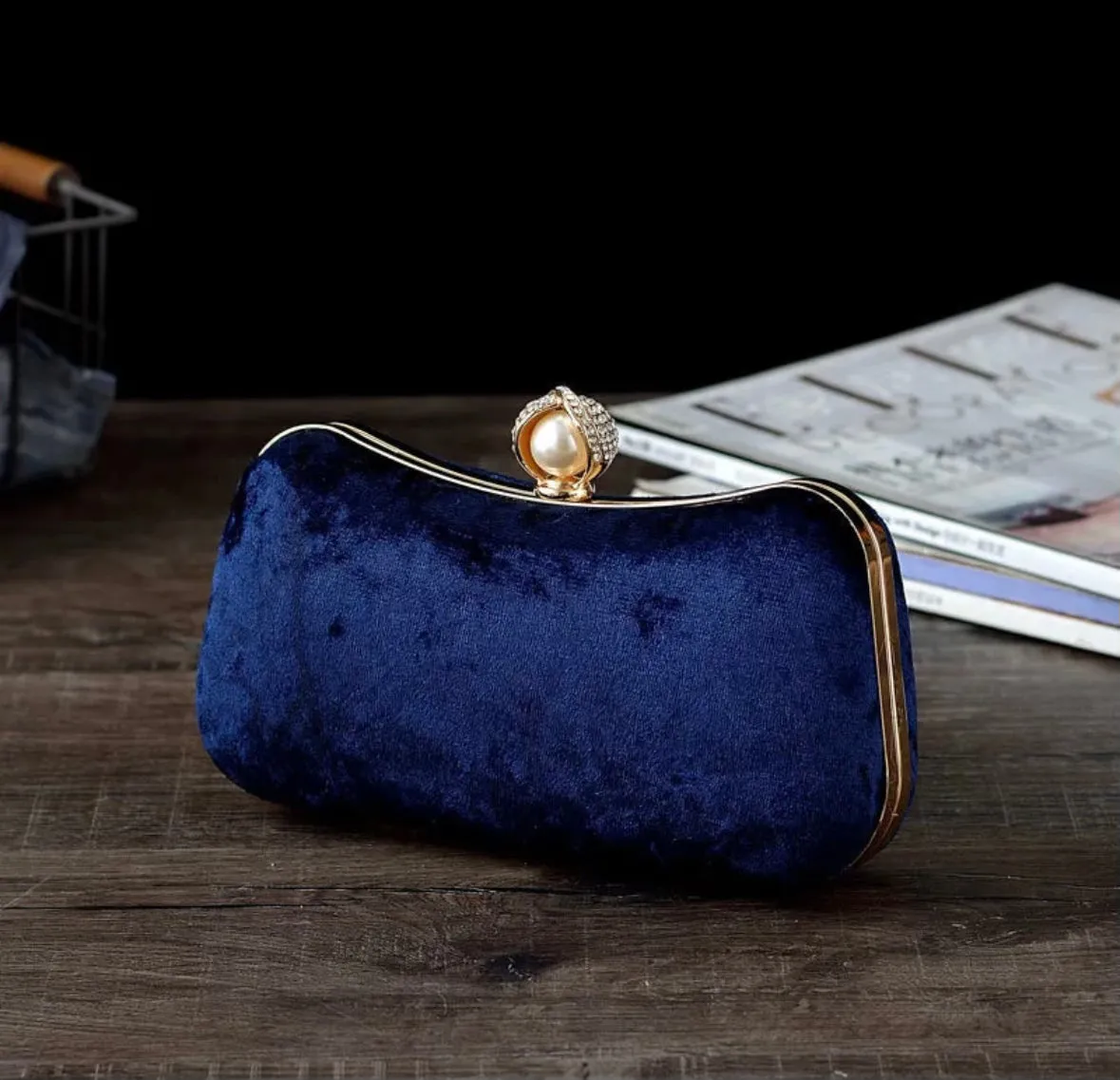 Royal Blue Velvet Clutch