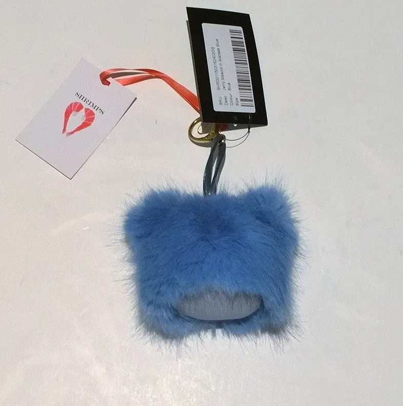 Shrimps Blue Faux Fur Jerry Mascot Keyring Bag Charm Sale