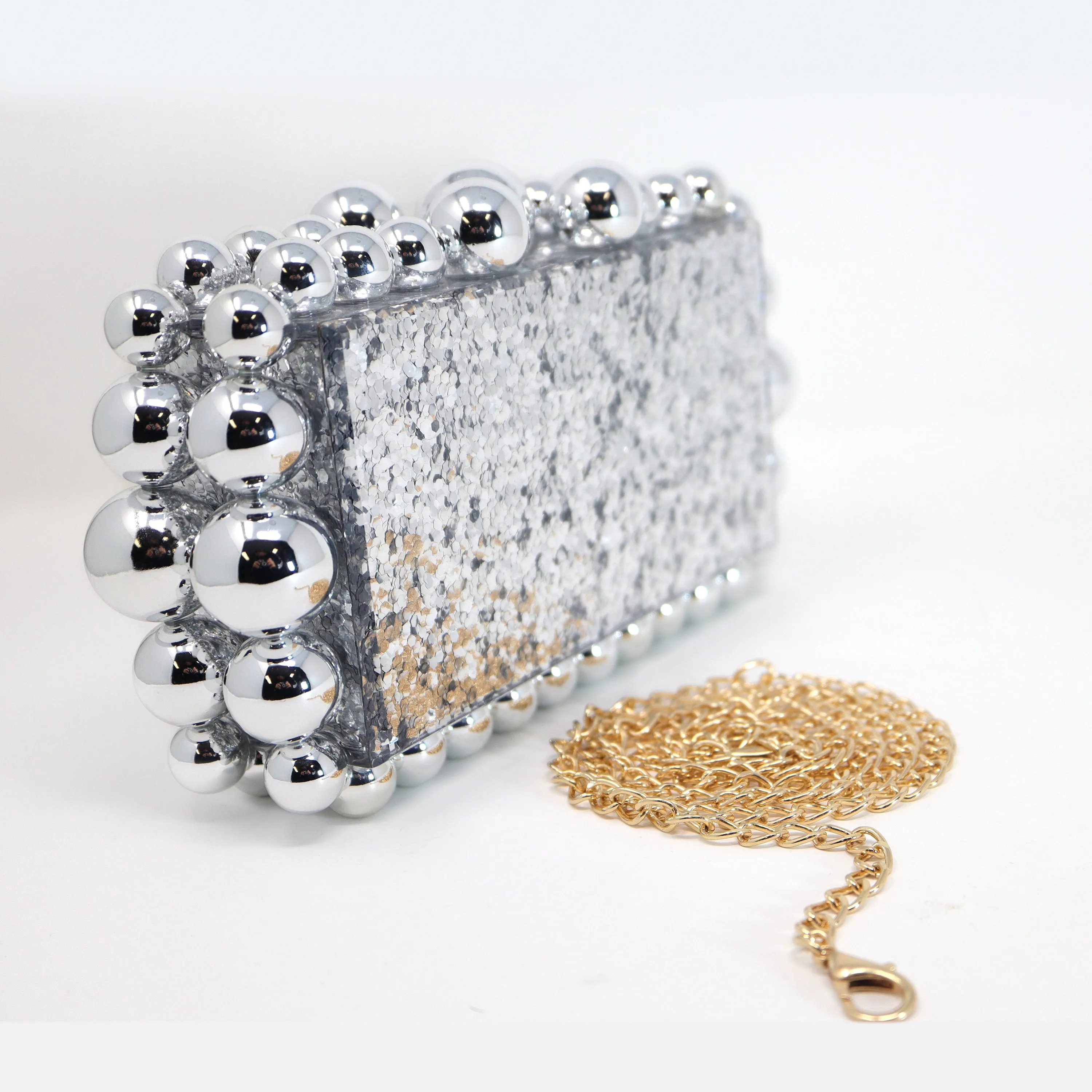 Silver Acrylic Bling Bubble Wedding Bag, Statement Bag, Evening Clutch, Wedding Clutch, Bridal Clutch, Bridal Cross body bag.