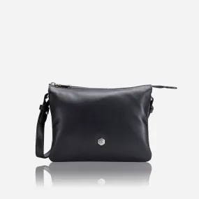 Slim Ladies Leather Crossbody, Black