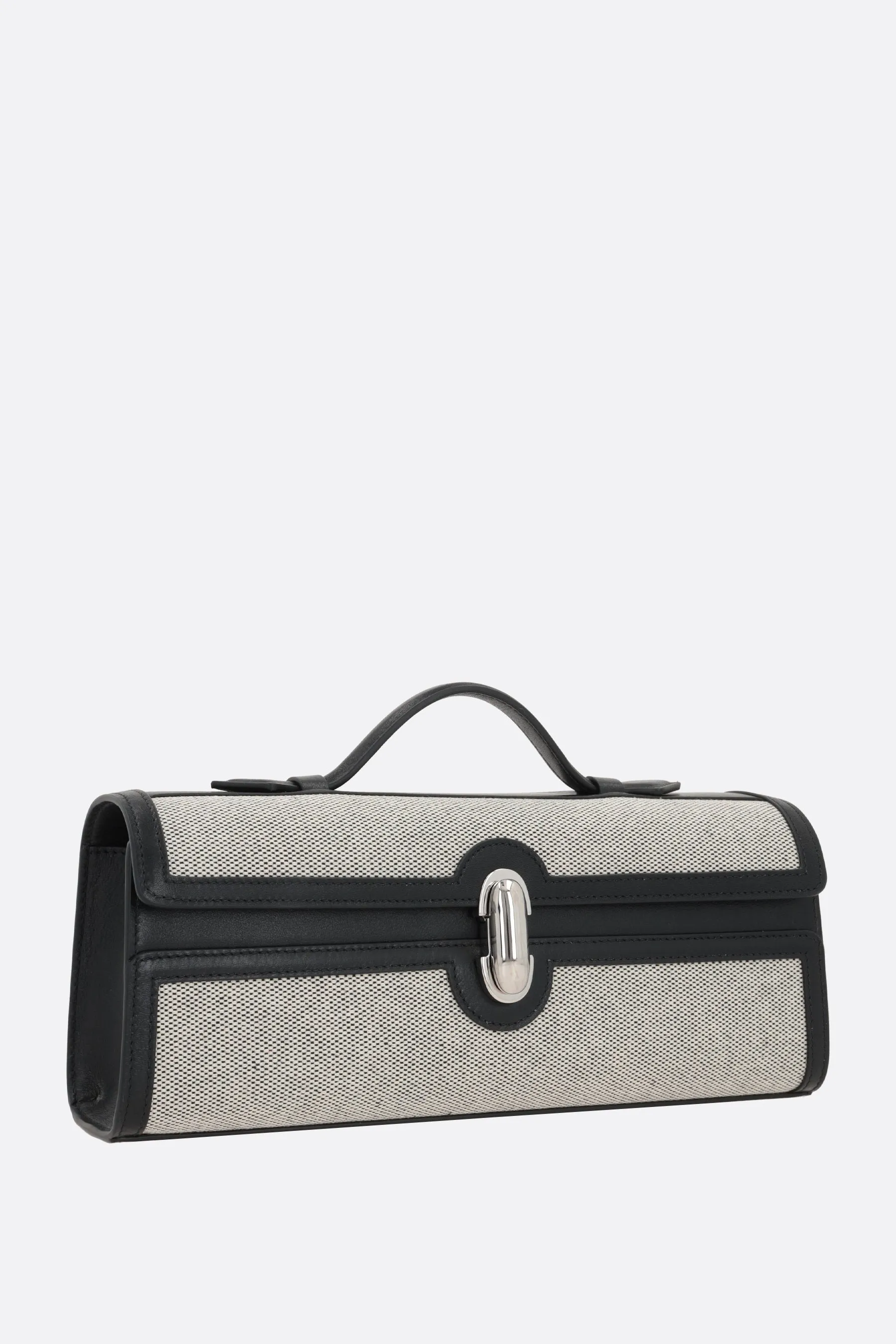 Slim Symmetry Pochette canvas and smooth leather handbag