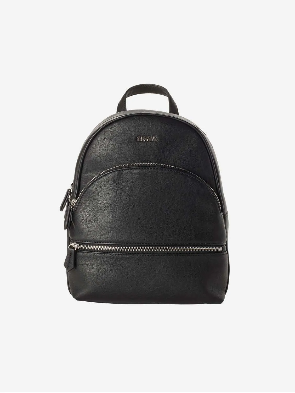 Suzie Double Zip Compact Vegan Backpack | Black