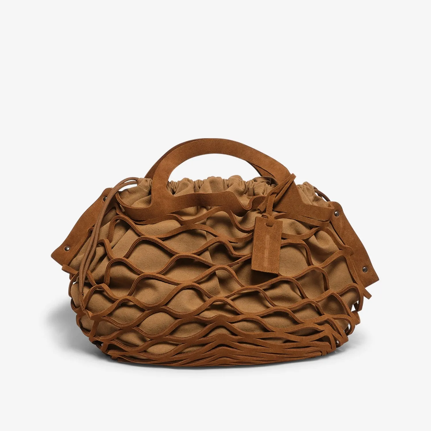 Tan calfskin net bag