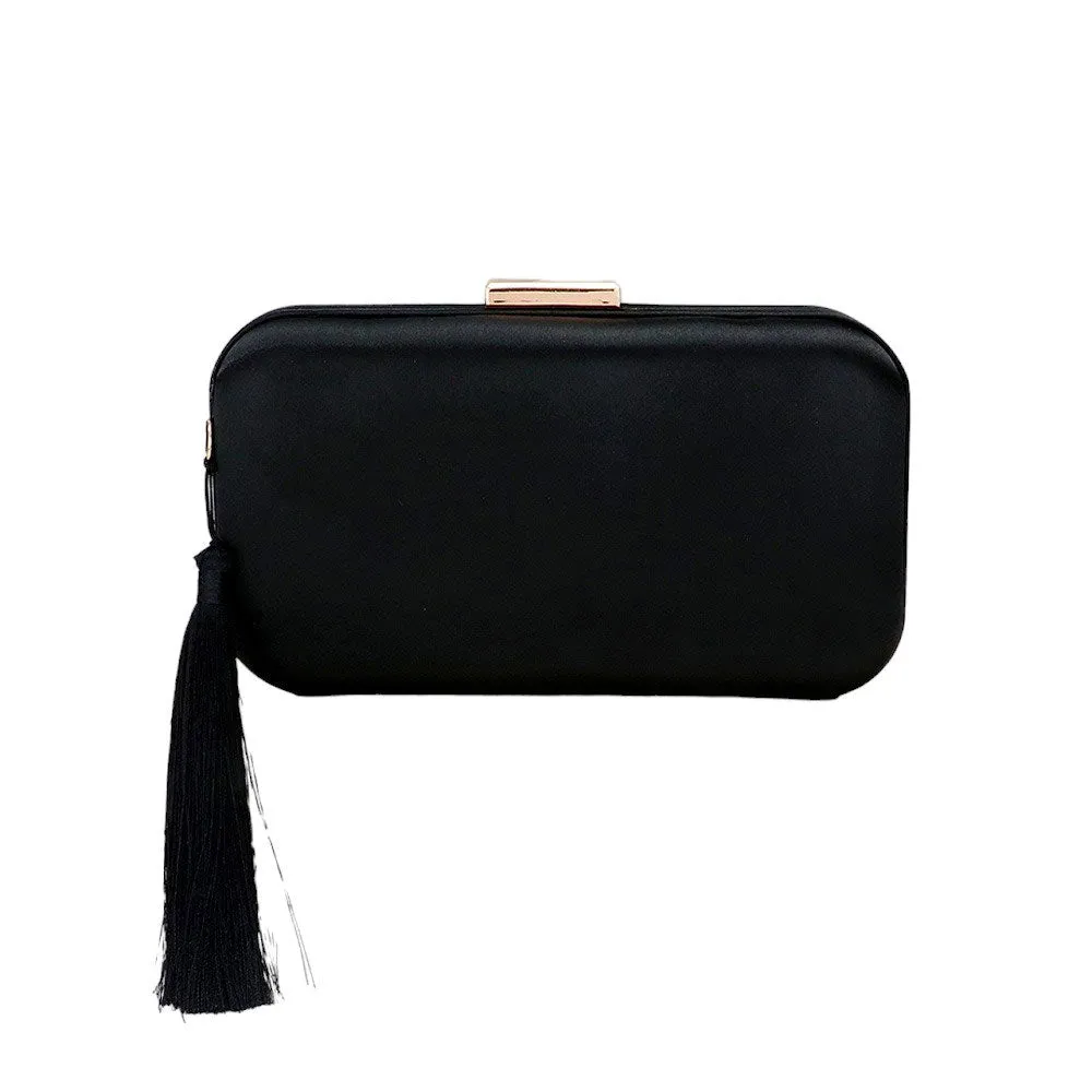 Tassel Pointed Solid Clutch Crossbody Bag