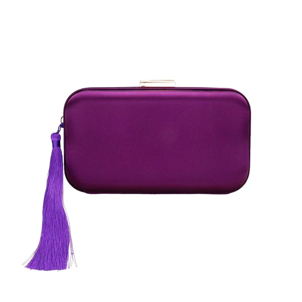 Tassel Pointed Solid Clutch Crossbody Bag