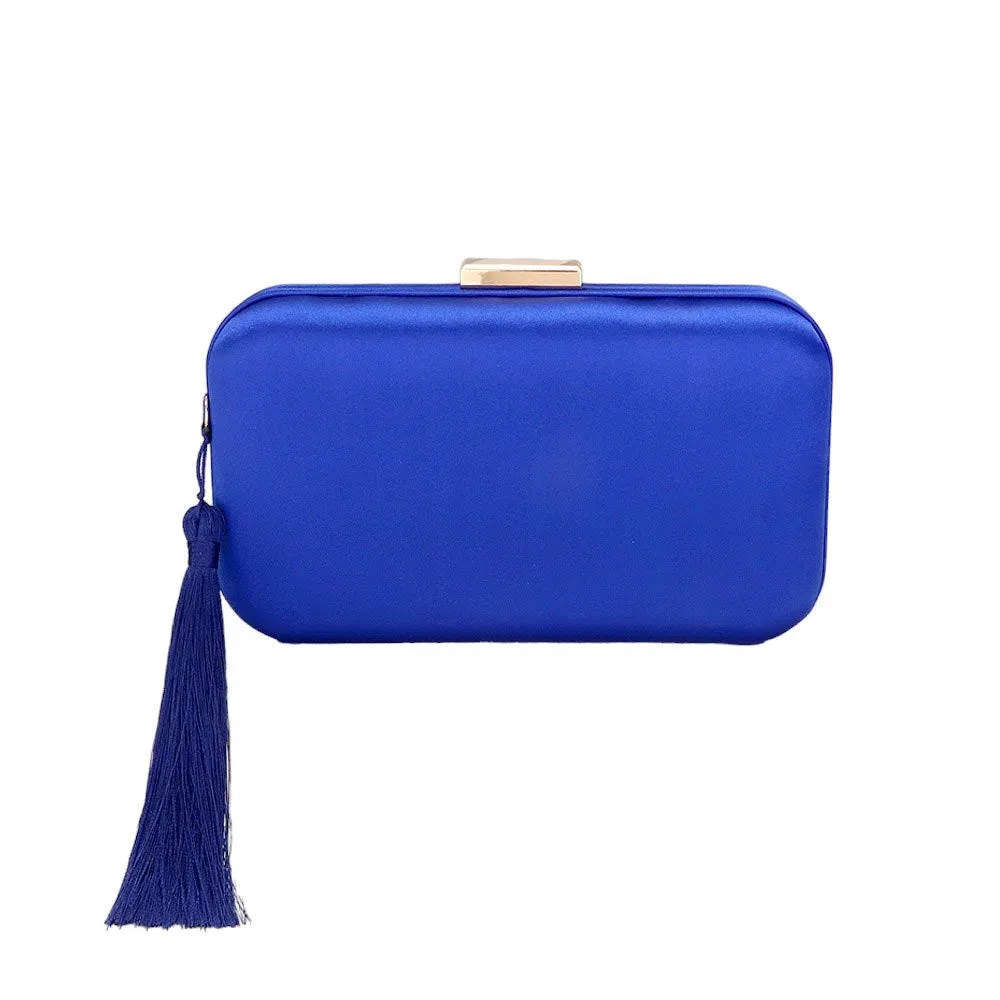 Tassel Pointed Solid Clutch Crossbody Bag