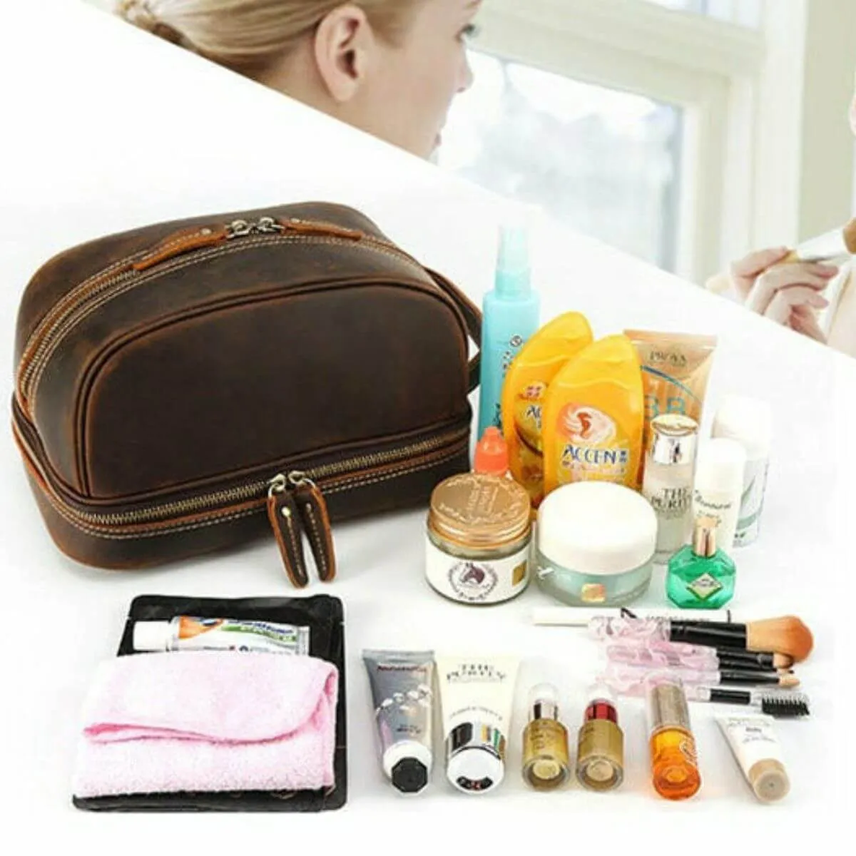 The Out House - Leather Cosmetic Bag