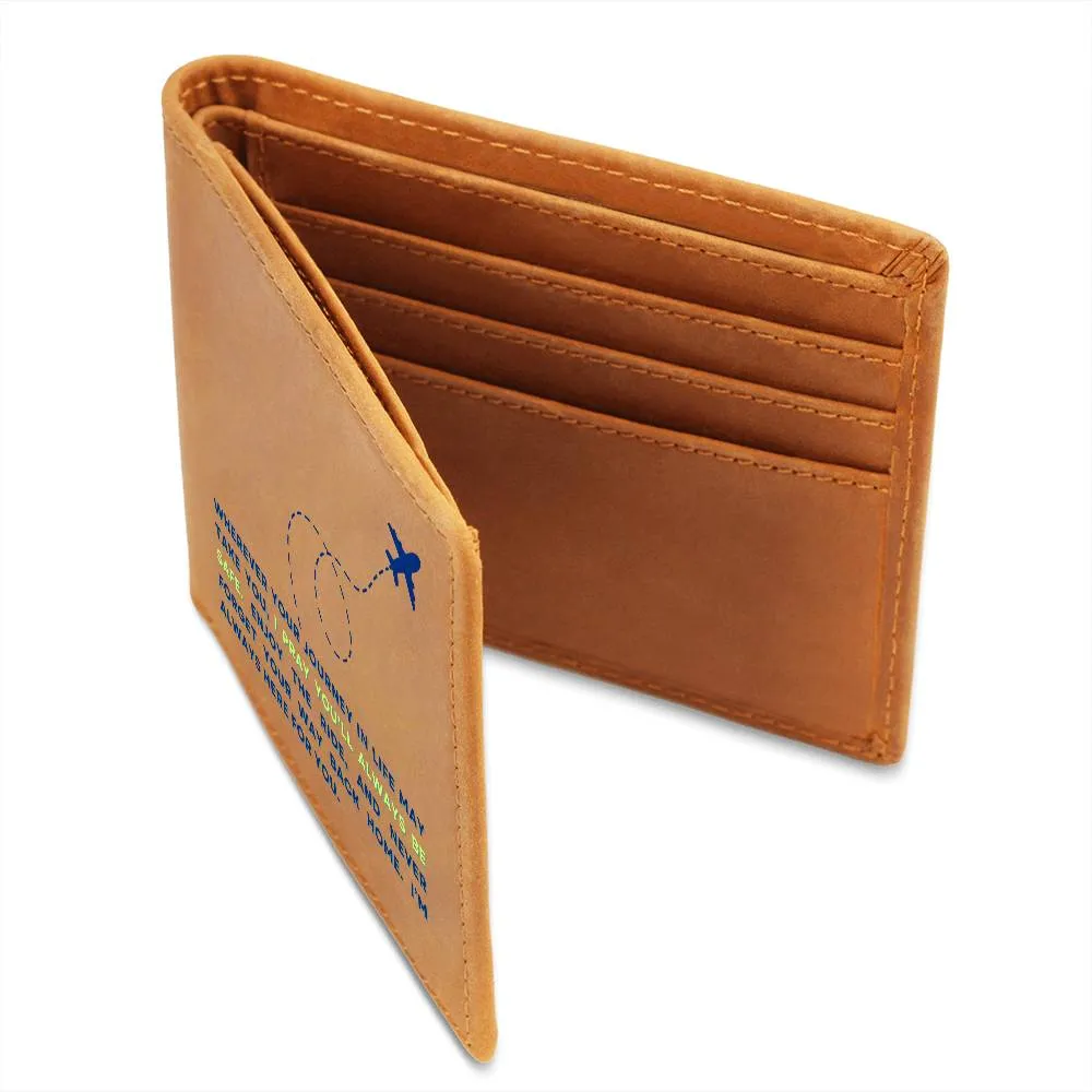 To Son Gift or Grandson Gift, Inspirational Graphic Leather Wallet, Airplane Wherever Your Journey In Life