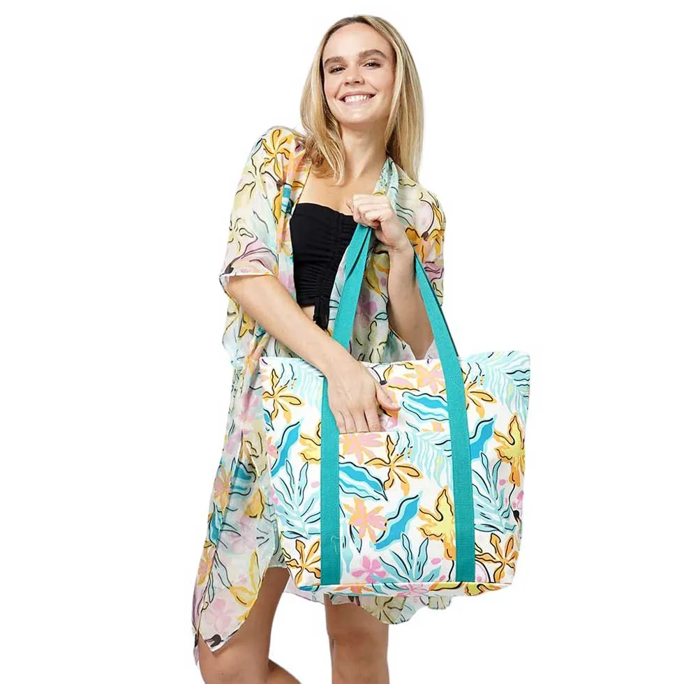 Tropical Leaf Print Tote Bag