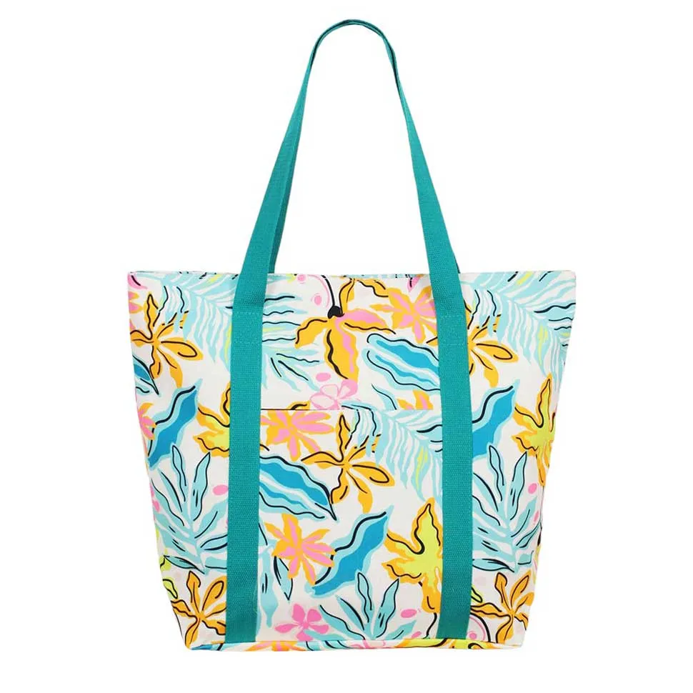 Tropical Leaf Print Tote Bag