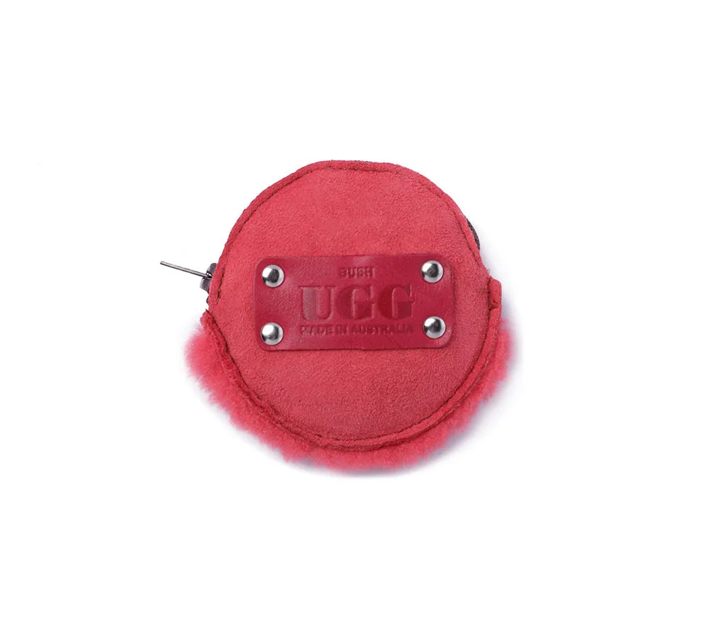 Urban UGG Sheepskin Wool Fluffy Round Zip Purse