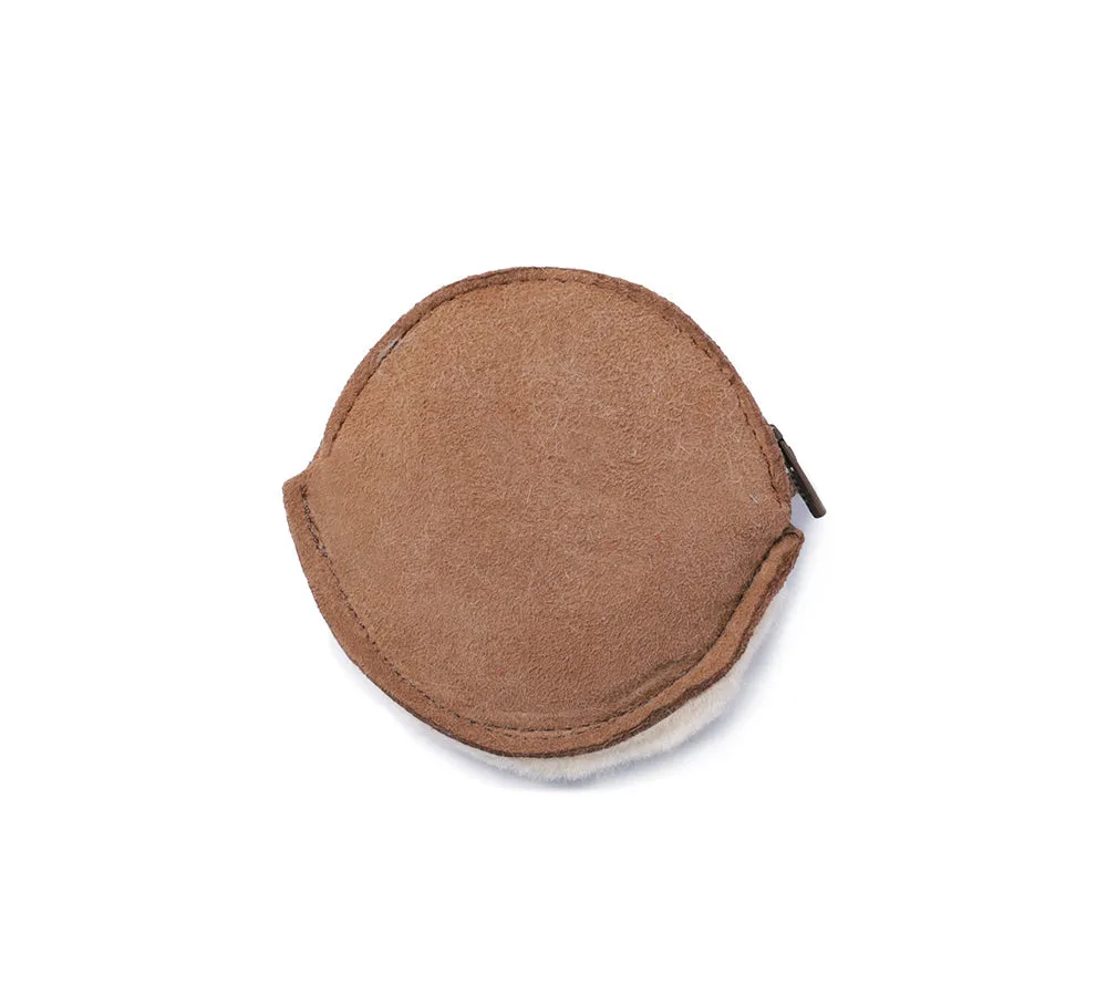 Urban UGG Sheepskin Wool Fluffy Round Zip Purse