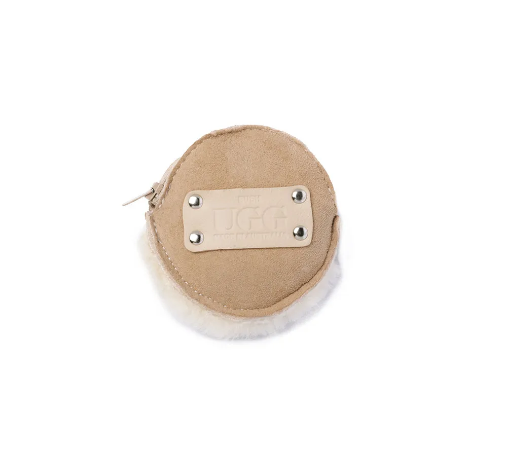 Urban UGG Sheepskin Wool Fluffy Round Zip Purse