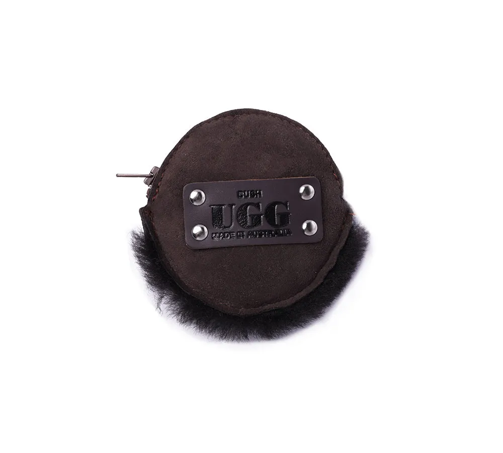 Urban UGG Sheepskin Wool Fluffy Round Zip Purse