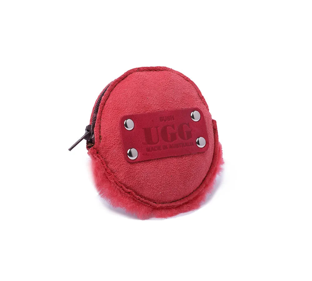 Urban UGG Sheepskin Wool Fluffy Round Zip Purse