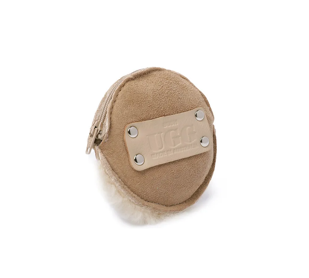 Urban UGG Sheepskin Wool Fluffy Round Zip Purse