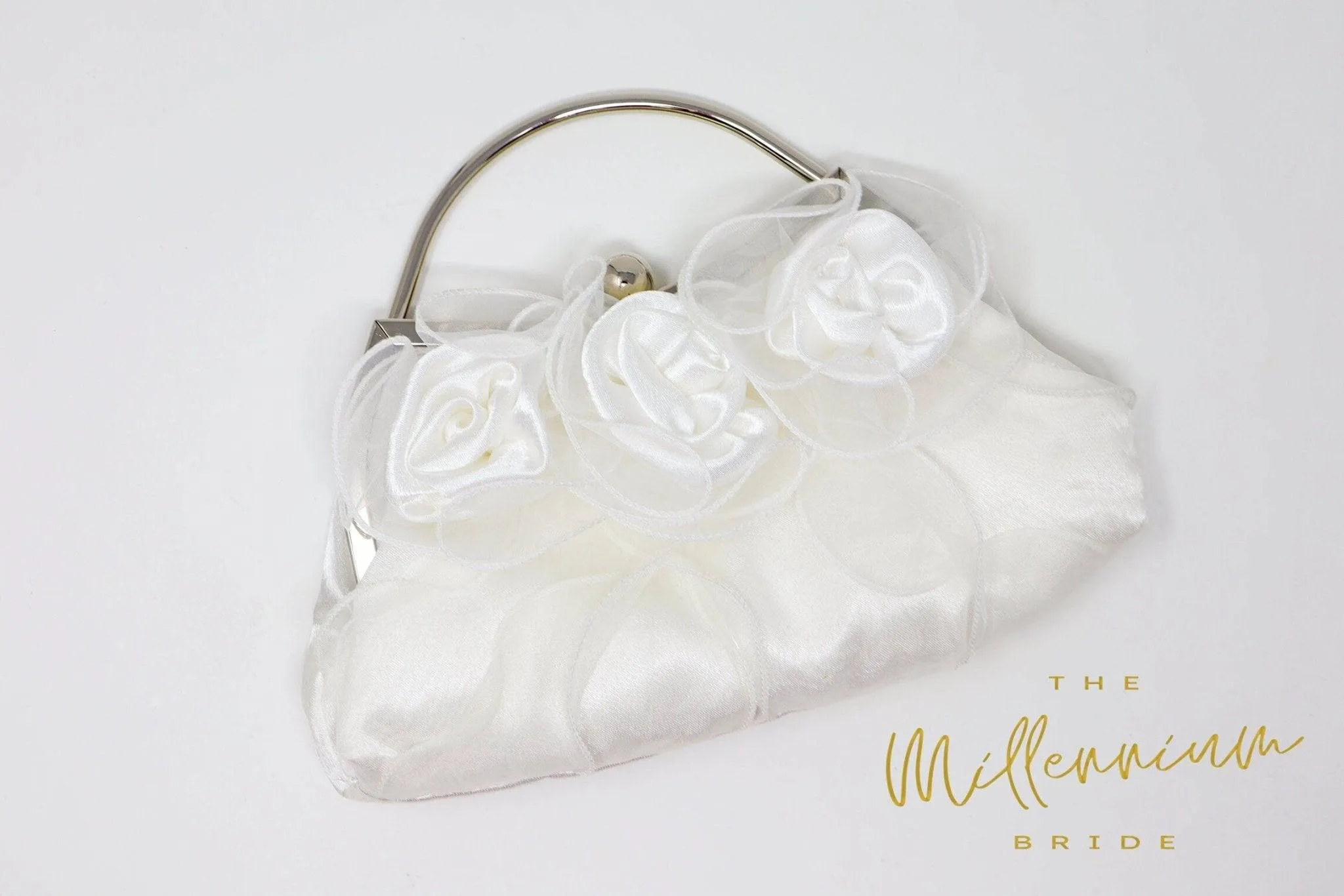 White Rose Satin Lace Floral Wedding Bag, Statement Bag, Evening Clutch, Wedding Clutch, Bridal Clutch, Bridal Bag, White Cross Body Bag