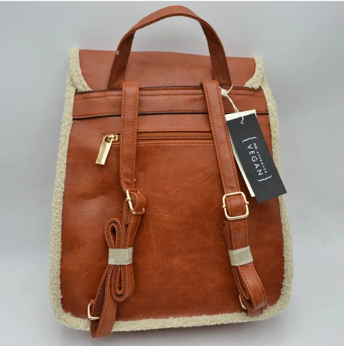 Winter belted closure backpack - tan