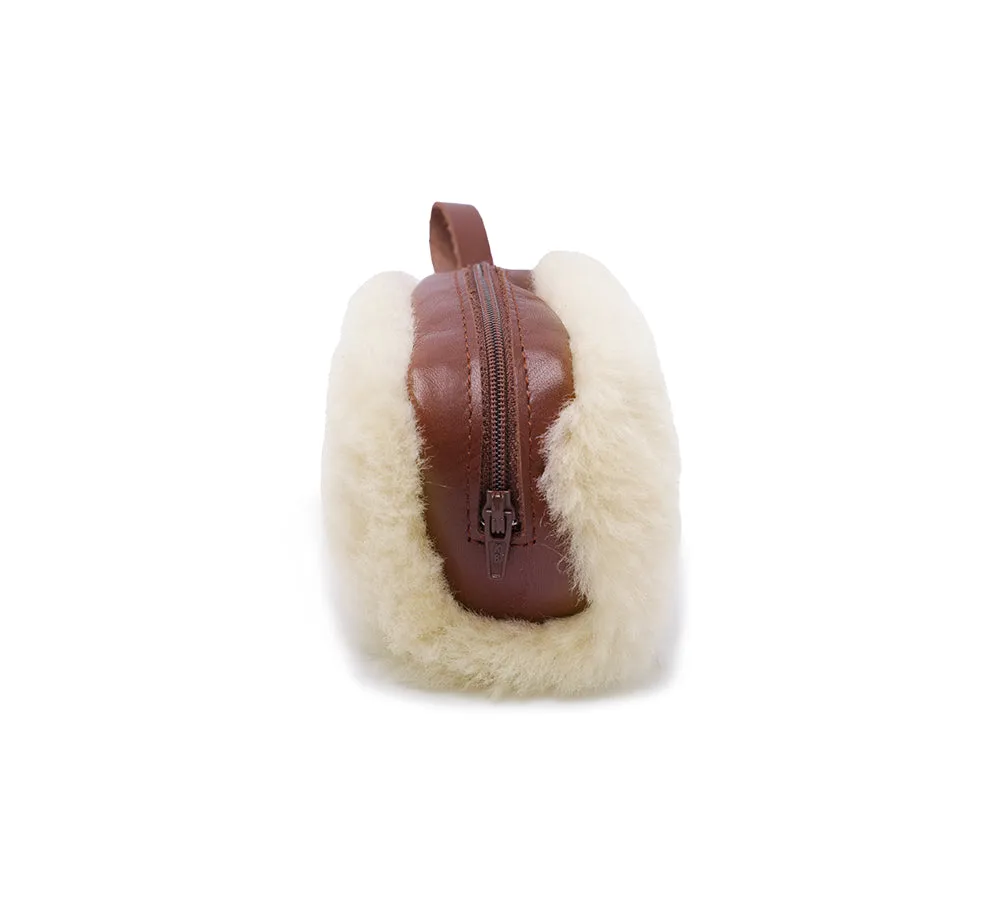 Women Sheepskin Wool Fluffy Small Zip Camera Pouch