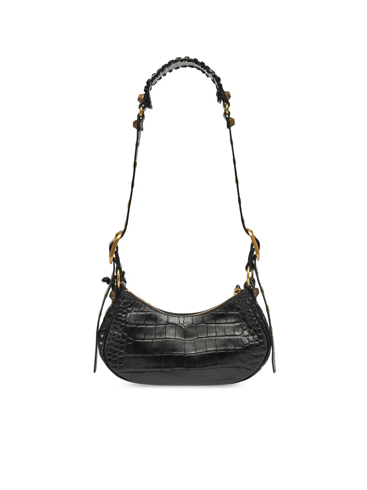 WOMEN`S LE CAGOLE XS SHOULDER BAG CROCODILE EMBOSSED IN BLACK